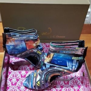 Clear wedge bottom multi color heels